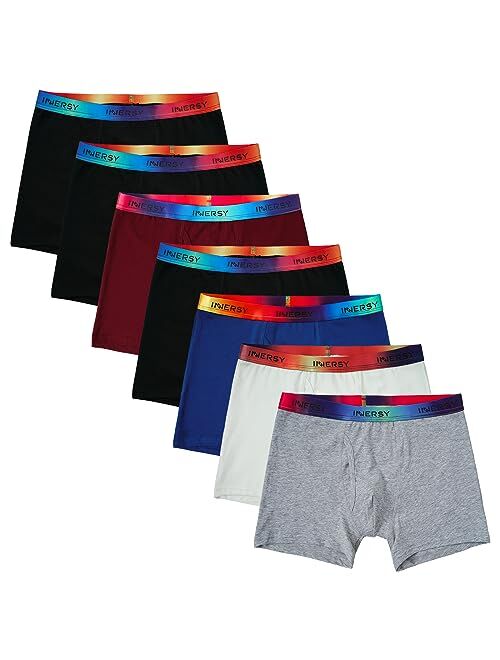 INNERSY Boys Cotton Underwear Breathable Boxer Briefs for Aged 8-18 Teens 7 Pack
