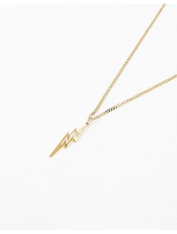 waterproof stainless steel necklace with lightning bolt pendant in gold tone