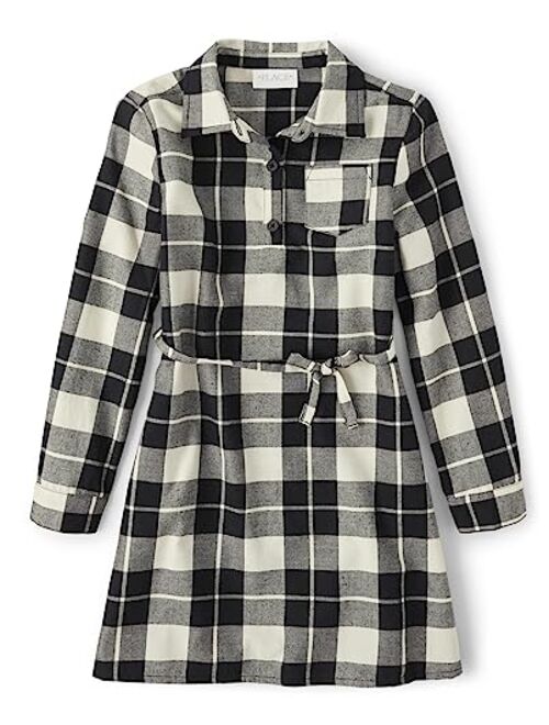 The Children's Place Girls' One Size Long Sleeve Plaid Fall Fashion Dress