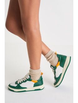 Everlie Green Multi Leather Color Block Sneakers