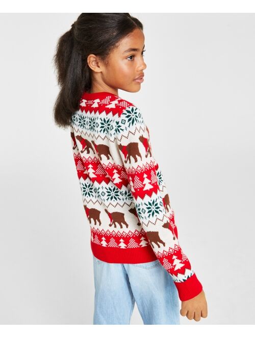 CHARTER CLUB Holiday Lane Big Girls Santa Bear Sweater, Created for Macy's