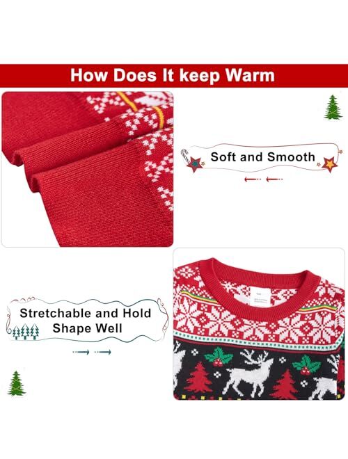 Lovefairy Kids Ugly Christmas Sweater Girls Boys Funny Novelty Pullover for Xmas Party 3-12 Years
