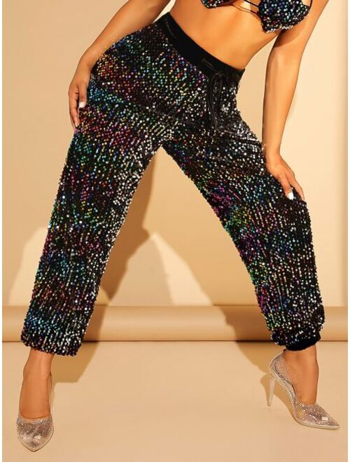 SHEIN SXY High Waist Sequin Sweatpants