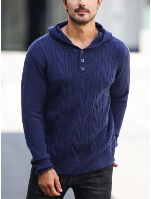 Manfinity Homme Men Cable Knit Hooded Sweater