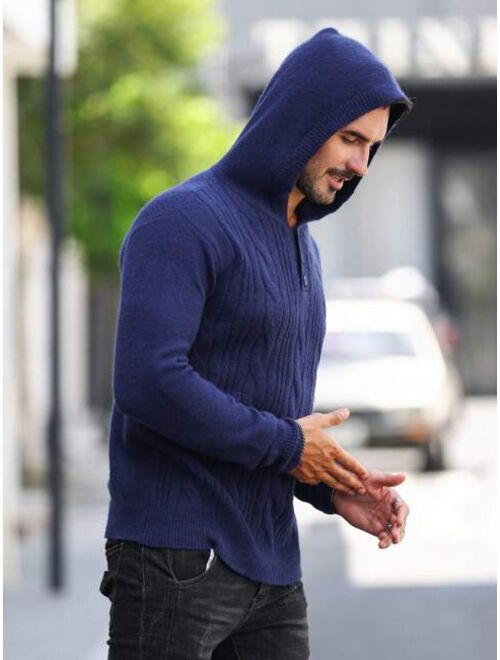 Manfinity Homme Men Cable Knit Hooded Sweater