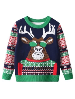 ALINTU Toddler Girls Boys Christmas Sweater Knit Pullover Sweater Tops for Kids
