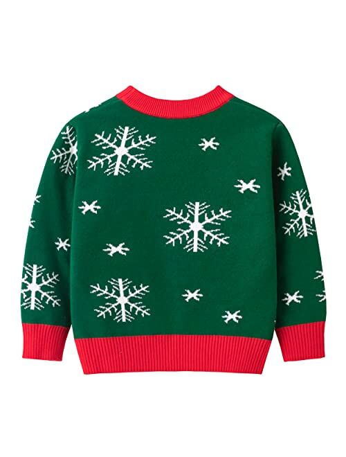 ALINTU Toddler Girls Boys Christmas Sweater Knit Pullover Sweater Tops for Kids