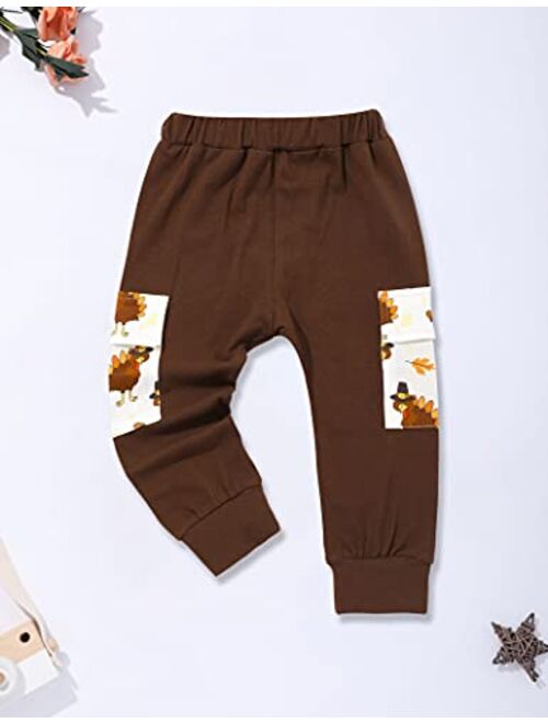 MIGU Thanksgiving Boy Outfit Toddler boy Thanksgiving Little Turkeys Boys Outfit Long Sleeve Hoodie+Long Pant 2pcs Set
