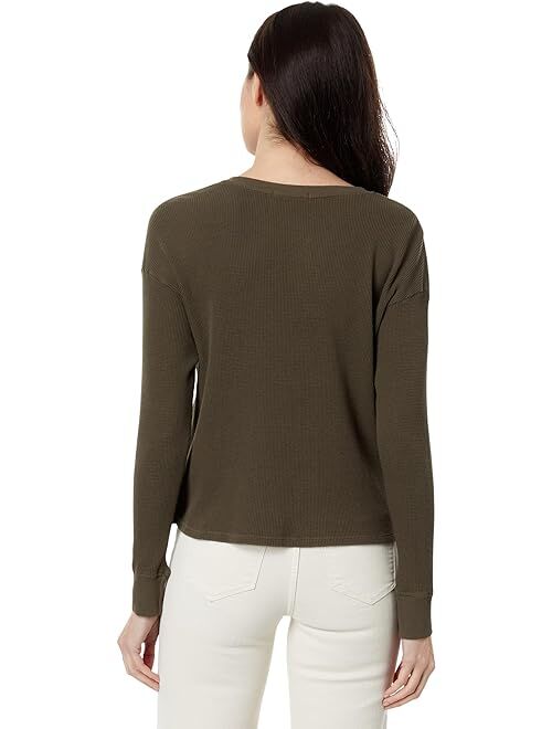 Mod-o-doc Washed Cotton Modal Thermal Long Sleeve Boxy Crop Sweatshirt