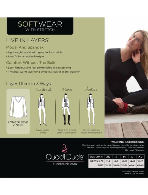 Cuddl Duds Women's Softwear V-Neck Long-Sleeve Layering Top