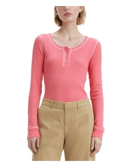Women's Sierra Waffle-Knit Quarter-Button Henley Top