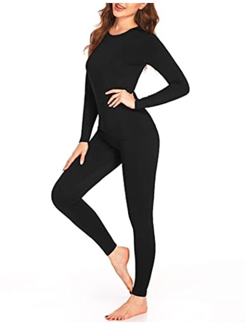 Ekouaer Women's Thermal Underwear Sets Micro Fleece Lined Long Johns Base Layer Thermals 2 Pieces Set S-XXL