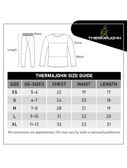 Thermajohn Boys Thermal Underwear Set for Kids Long Johns Underwear for Boys Thermal Top and Bottom Set for Winter