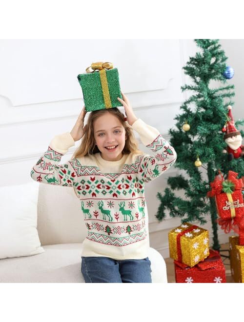 V.&GRIN Ugly Christmas Sweater for Kids, Girls and Boys Funny Cute Holiday Knit Pullover Gift for Xmas