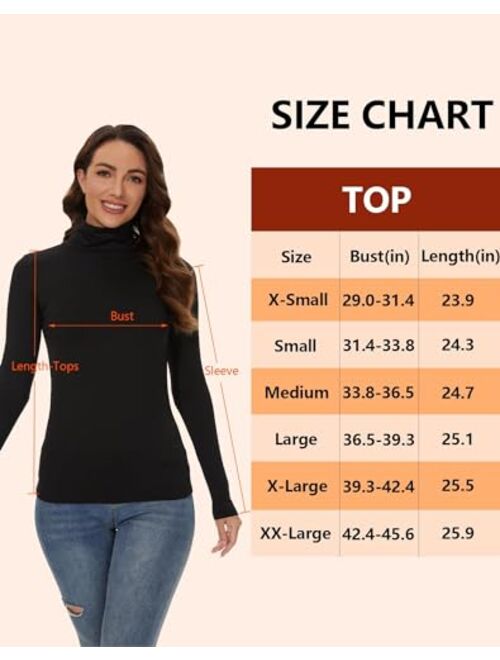 Dalavch 3 Pack Womens Thermal Turtleneck Shirts, Women Mock Turtle Neck Fleece Lined Compression Long Sleeve Base Layer Tops