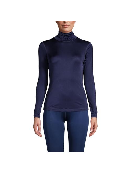 Lands' End Women's Silk Interlock Thermal Long Underwear Base Layer Turtleneck Top