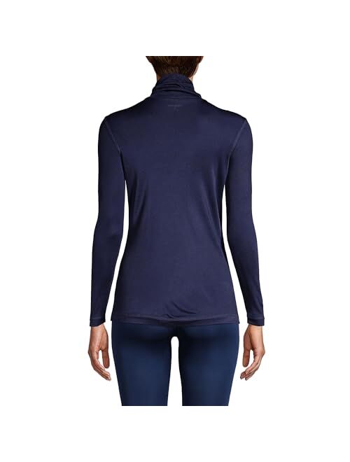 Lands' End Women's Silk Interlock Thermal Long Underwear Base Layer Turtleneck Top