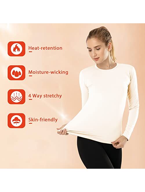 Subuteay Thermal Tops Fleece Lining Long Sleeve Thermal Shirt Womens
