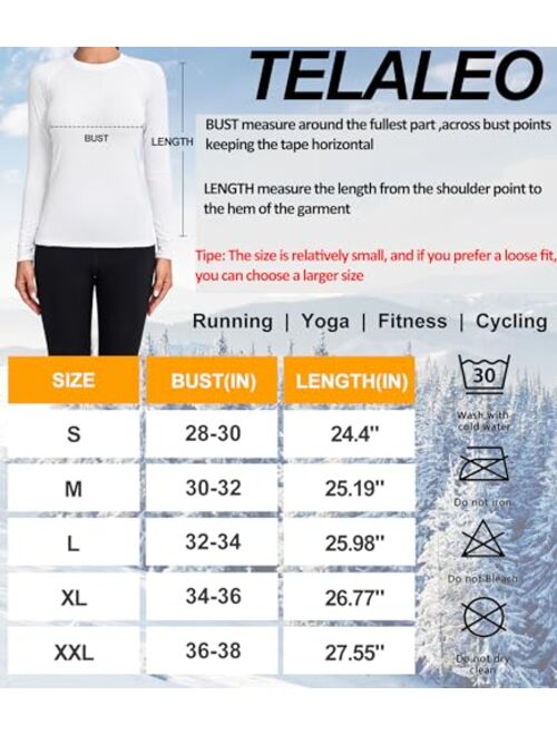 TELALEO 4 Pack Women's Thermal Shirts Fleece Lined Athletic Tops Long Sleeve Compression Workout Baselayer for Cold Weather
