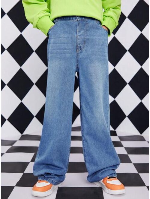 Shein Tween Boy Slant Pocket Wide Leg Jeans