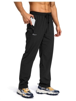 Pudolla Men's Workout Athletic Pants Elastic Waist Jogging Running Pants for Men with Zipper Pockets