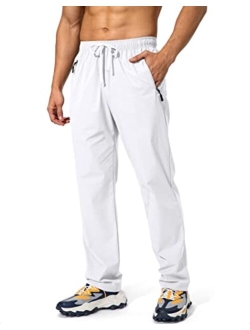 Pudolla Men's Workout Athletic Pants Elastic Waist Jogging Running Pants for Men with Zipper Pockets