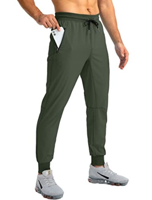 Pudolla Men's Lightweight Jogger Pants Workout Gym Running Pants with Zipper Pockets for Athletic Casual