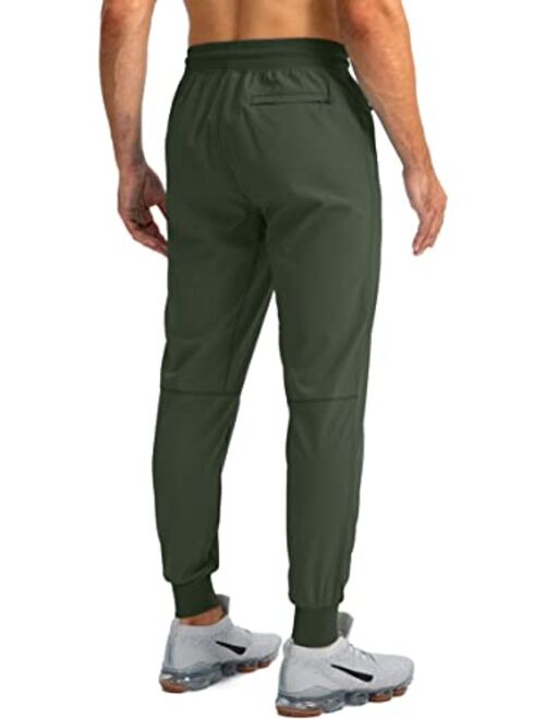 Pudolla Men's Lightweight Jogger Pants Workout Gym Running Pants with Zipper Pockets for Athletic Casual