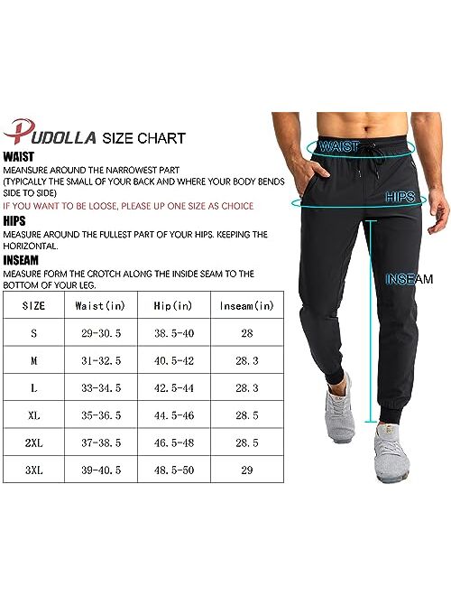 Pudolla Men's Lightweight Jogger Pants Workout Gym Running Pants with Zipper Pockets for Athletic Casual