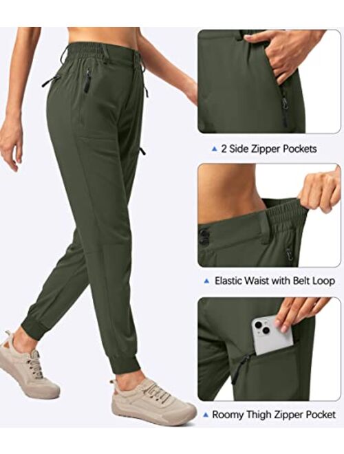 Pudolla Women's Golf Joggers Lightweight Hiking Cargo Pants Waterproof for Travel Camping Walk with Zipper Pockets