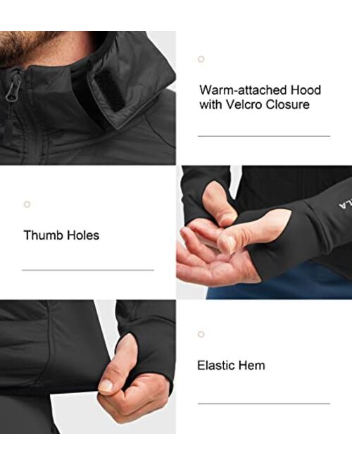 Pudolla Men's Lightweight Puffer Jacket Winter Thermal Running Jacket Hybrid Waterproof Down Coat for Golf Hiking