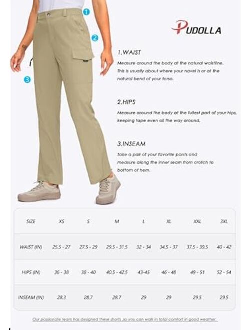 Pudolla Women's Hiking Pants with Pockets Boot Cut Lightweight Cargo Travel Camping Golf Pants for All Seasons