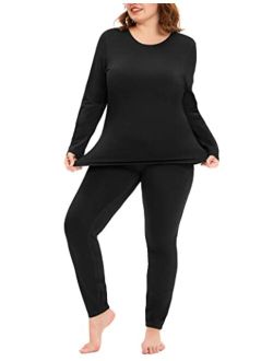 COOTRY Plus Size Thermal Underwear for Women Long Johns Fleece Lined Base Layer Top and Bottom Sets