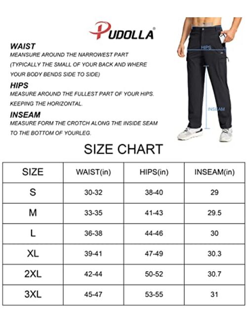 Pudolla Men's Hiking Cargo Pants Lightweight Outdoor Travel Pants for Men with Multi-Pockets for Fishing Camping Work