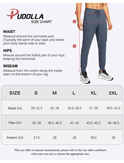 Pudolla Men's Joggers Sweatpants with 3 Zipper Pockets Workout Track Pants for Men Running Gym Walking Casual Golf
