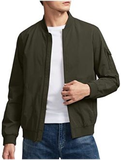 Pudolla Men's Bomber Jackets With 5 Pockets Lightweight Windbreaker Jackets For Men Outwear Casual Jacket Coat for Golf