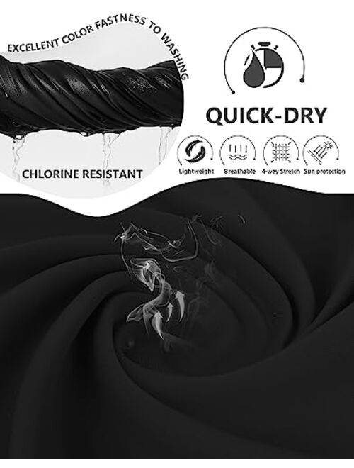 Pudolla Women's Swim Shorts with Zipper Pockets High Waisted Quick Dry Board Swimsuit Bathing Shorts for Women with Liner