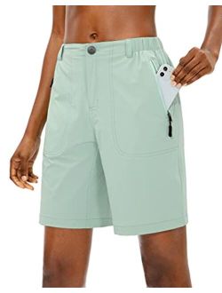 Pudolla Women's Hiking Cargo Shorts Quick Dry Summer Travel Shorts for Women with Zipper Pockets for Outdoor Walking Kayaking