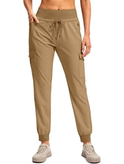 Pudolla Women's Hiking Jogger Pants Lightweight Travel Cargo Pants with Zipper Pockets High Waist for Golf Camping