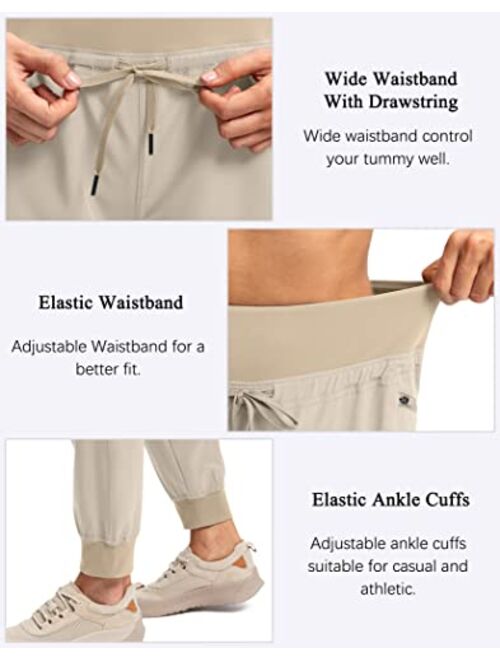 Pudolla Women's Hiking Jogger Pants Lightweight Travel Cargo Pants with Zipper Pockets High Waist for Golf Camping