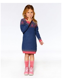 Girl Icelandic Knitted Dress Denim Blue - Child