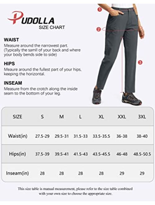 Pudolla Women Hiking Pants with 6 Pockets Water Resistant Stretch Travel Pants for Women Work Outdoor Golf Walking