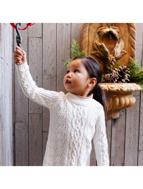 HOPE & HENRY Big Girls Turtleneck Cable Knit Sweater Dress Created for Macy's