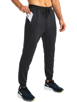 Pudolla Men's Fleece Joggers Pants Soft Warm Sweatpants for Men Winter Athletic Gym Workout Jogger Pants with Zipper Pockets