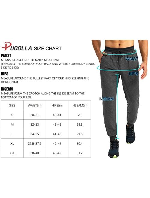 Pudolla Men's Fleece Joggers Pants Soft Warm Sweatpants for Men Winter Athletic Gym Workout Jogger Pants with Zipper Pockets