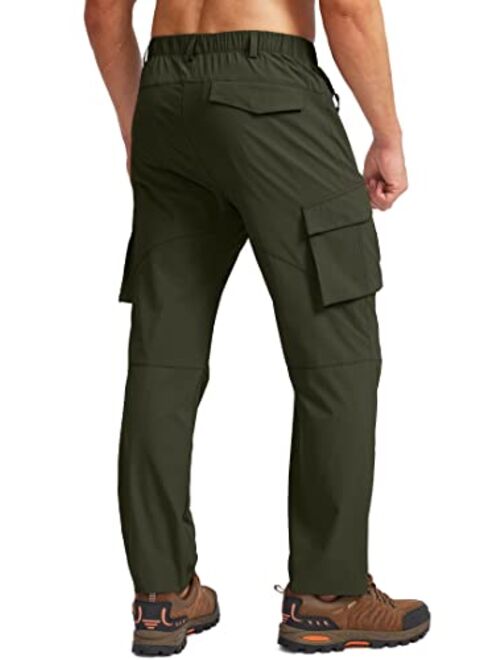 Pudolla Mens Hiking Cargo Pants Outdoo Work Pants for Men UPF50+ with Zipper Pockets