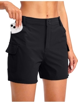 Pudolla Women's Golf Hiking Shorts 4.5" Quick Dry Summer Shorts for Women Work Travel Walk Outdoor with Pockets