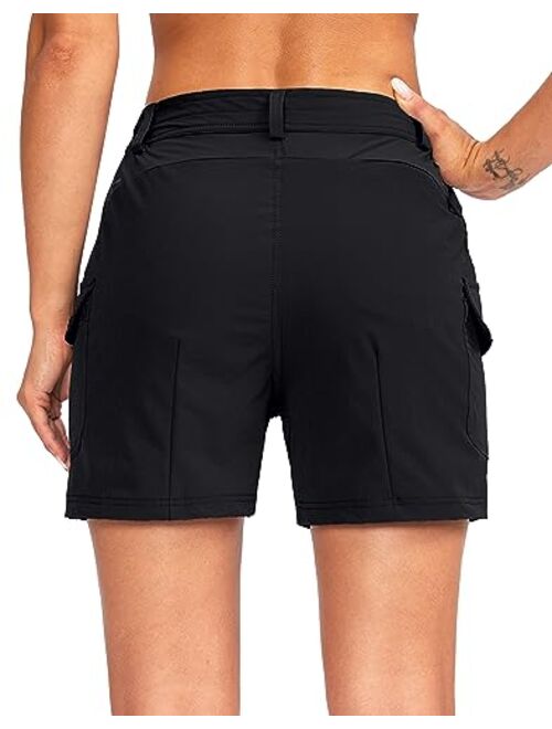 Pudolla Women's Golf Hiking Shorts 4.5" Quick Dry Summer Shorts for Women Work Travel Walk Outdoor with Pockets