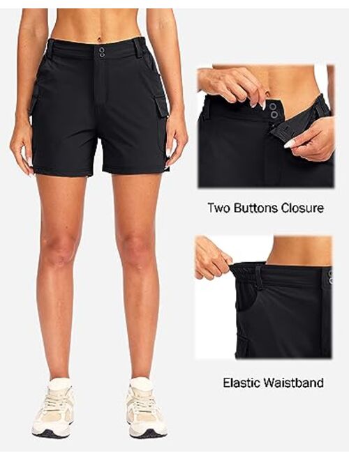 Pudolla Women's Golf Hiking Shorts 4.5" Quick Dry Summer Shorts for Women Work Travel Walk Outdoor with Pockets