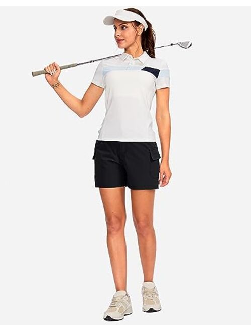 Pudolla Women's Golf Hiking Shorts 4.5" Quick Dry Summer Shorts for Women Work Travel Walk Outdoor with Pockets